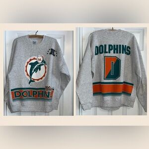 Vintage 1994 Miami Dolphins Sweatshirt XL Salem Big D Logo USA Double-Sided 90s